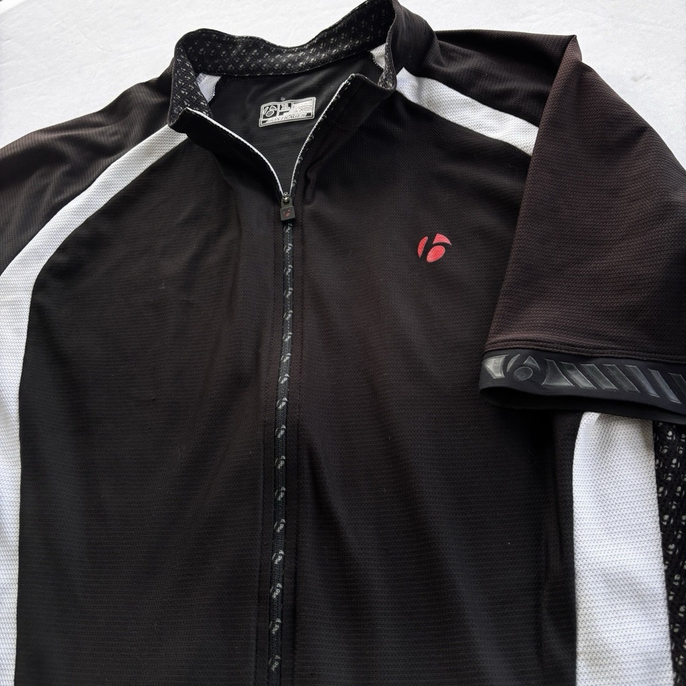 Bontrager Cycling Jersey XL Black White Short Sleeve Full Zip Bike Shirt READ‎